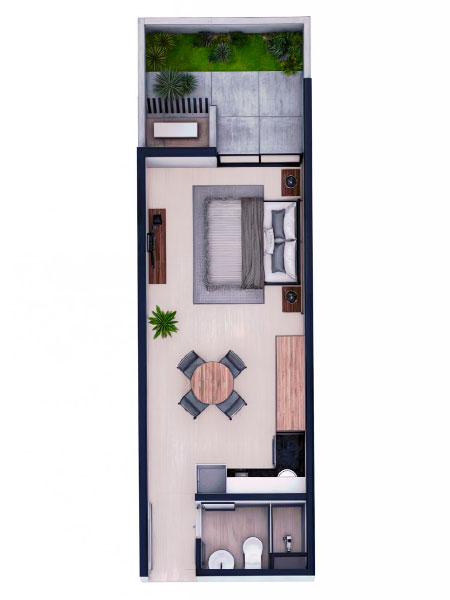 Monoambiente 39.65 m²