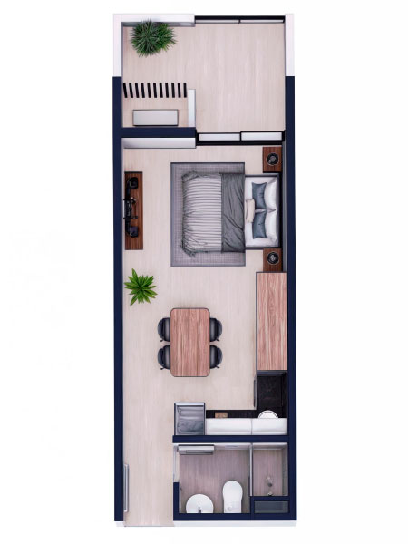 Monoambiente 35.70 m²
