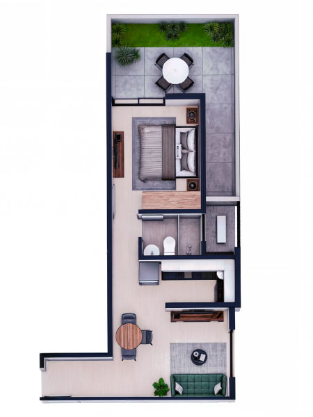 Monoambiente 60.25 m²